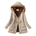 thumbnail image 1 of B91xZ Manteau pour Femme Hiver Chaud à Revers Manteau Duveteux Veste Pardessus, Beige TTG, 1 of 2
