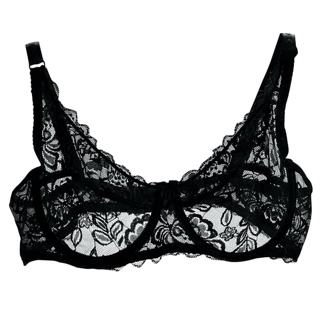 WMTBSRSW Women's Floral Lace Bra Full Coverage See Through Bralettes Demi Sheer Mesh Balconette Bralette Unlined Underwire Embroidered Mesh Soft Bralettes