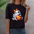 thumbnail image 1 of YLHFASHION T-shirt d'Halloween pour Femmes à Manches Courtes, Col Rond, Graphique, Hauts Imprimés Citrouille, Chandails Décontractés d'Automne et d'Automne 2025, Soldes de Liquidation, T-shirt à Manches Courtes pour Femmes, 1 of 4