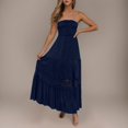 thumbnail image 2 of Cathalem Maxi Robe d'Été pour Femme Sans Manches à Col en V Fendu, Robe de Soirée Cocktail Longue, Bleu Foncé m, 2 of 5