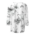 thumbnail image 4 of CEHVOM T-shirt Mode Imprimé Ample pour Femmes Manches 3/4 Mi-Longueur Blouse Col Rond Hauts Décontractés Liquidation, 4 of 5
