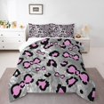 thumbnail image 2 of Erosebridal Pink Bowknot Bedding King Comforter Set, Kawaii Leopard Print Down Comforter, Princess Room Decor, Ultra Soft 3pcs, 2 of 7
