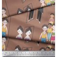 thumbnail image 2 of Soimoi Brown Rayon Crepe Fabric Mirror Theme Human Figure Print Sewing Fabric Yard 46 Inch Wide, 2 of 5