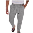 thumbnail image 1 of HBFAGFB Men's Casual Pants Drawstring Straight Leg Pants with Pockets Versatile Daily Wear Grey Size M, 1 of 5