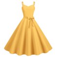 thumbnail image 1 of Robes d'Été pour Femmes Décontractées Sans Manches Femme au Foyer Soirée Bal Robe de Mode Unie Jaune P, 1 of 5
