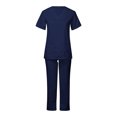 thumbnail image 4 of Penkiiy Women's Short Sleeve V-Neck Scrub Set, Navy, L, 4 of 7