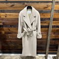 thumbnail image 2 of QueenLine Cashmere Long Loose Double breasted Wool Camel Black,  Belt Classic Commuter Coat, 2 of 22