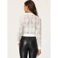 thumbnail image 4 of INSPIRE CHIC Women's Sheer Crochet Lace Long Sleeve Zipper Cropped Bomber Jacket, 4 of 6