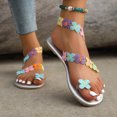 thumbnail image 2 of LSLJS Women's Summer Plus-Size Flower Clip-Toe Flat Beach Sandals, Flats Shoes, 2 of 9