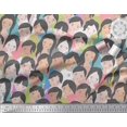 thumbnail image 1 of Soimoi Rose Poly Georgette Tissu Femmes Visage Humain Figure Imprimer Tissu par la Cour 52 Pouces de Large, 1 of 5