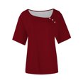 thumbnail image 3 of Women's Button V-Neck T Shirt Short Sleeve Loose Casual Blouse Basic Tee Tops, 3 of 4