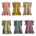 thumbnail image 2 of Qudderr Robes d'Été pour Enfants et Bébés pour Fille, Robe Décontractée Évasée à Volants, Robe Soleil pour Tout-Petit en Coton et Lin pour 6 Mois - 6 Ans, 2 of 9