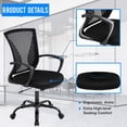 thumbnail image 4 of FDW Mid-Back Ergonomic Mesh Office Chair with Lumbar Support, Adjustable Swivel Task Chair, Black, 4 of 8