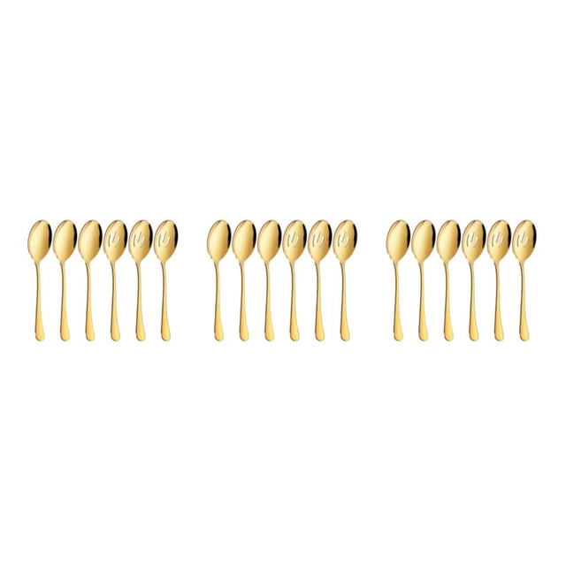 Youkk Ensemble de 6 Pcs Cuillères de Service Durables en Acier Inoxydable Ensembles pour Acier Inoxydable Durable Ensemble Cuillères en Acier Inoxydable Doré 3Ensemble