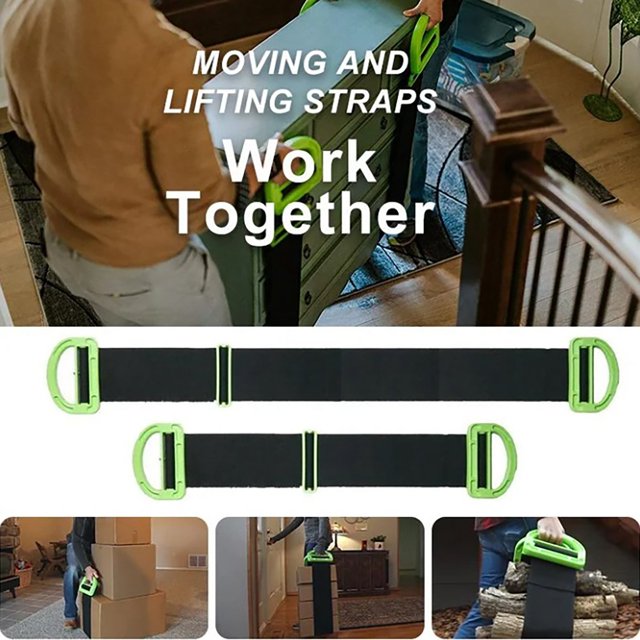 Riforla Portable Single Person Labor Saving Heavy Object Moving Rope Moving Belt Carrying Belt Clever Carry Portable Moving Black