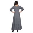 thumbnail image 3 of Moomaya Printed Round Neck 3/4 Sleeve Long Maxi Dress With Drawstring Waist, 3 of 3
