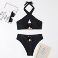 thumbnail image 4 of EGNMCR Bikini Set Women's Split Body Halter High Waist Solid Bikinis Sets, 4 of 4