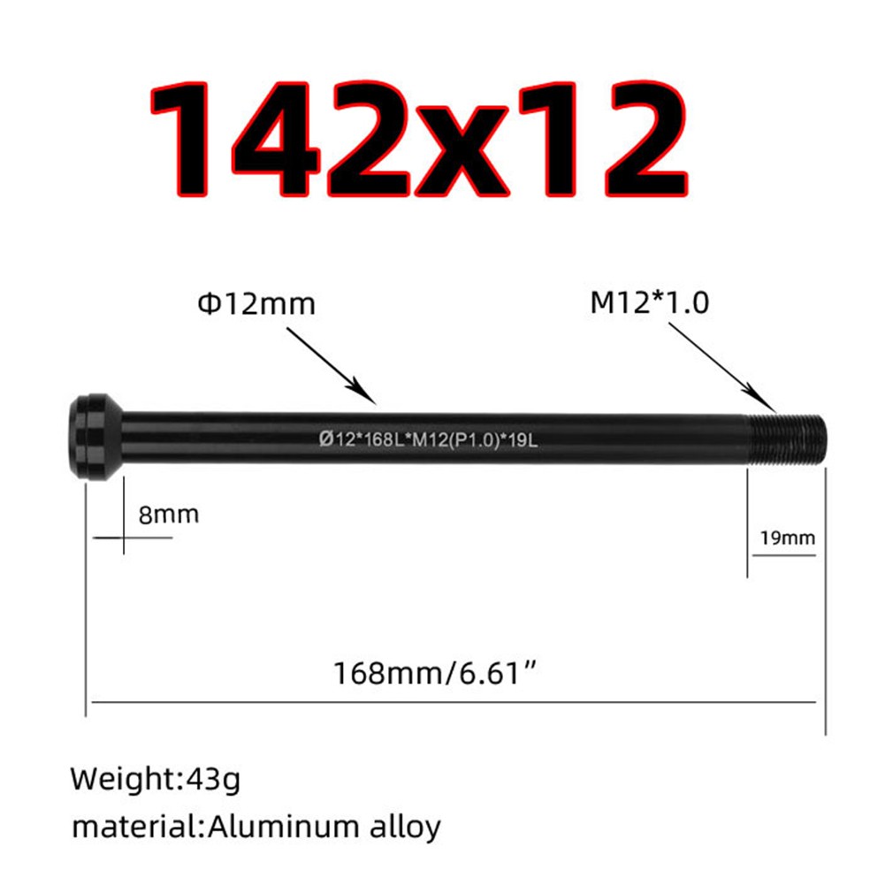 Bike Bicycle 142x12mm P1.0 Thru Axle Φ12x168LxM12 (P1.0)x19L For Canyon