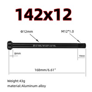 Vélo 142x12mm P1.0 Essieu de gorge Φ12x168LxM12 (P1.0)x19L Pour Canyon