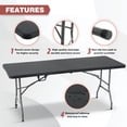 thumbnail image 4 of FDW 6-Foot Folding Table, 70-Inch Portable Plastic Folding Table, Heavy-Duty Fold-in-Half Table, 29-Inch Height, Folding Banquet Table for Parties, Events, Camping & Outdoor Use, 4 of 7