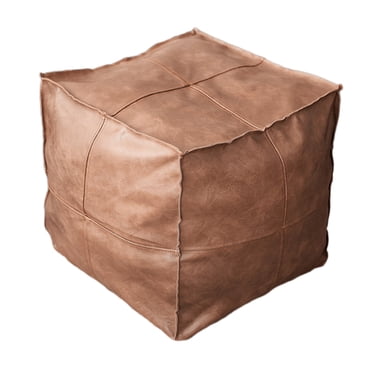 Housse de Pouf en Cuir PU Housse de Tabouret Repose-Pieds Pouf Carrée
