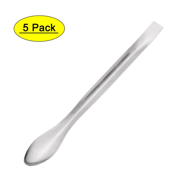 Unique Bargains Cuillère Micro Argentée 140mm en Acier Inoxydable Échantillon de Réactif Spatules de Laboratoire pour Laboratoire 5 Pcs