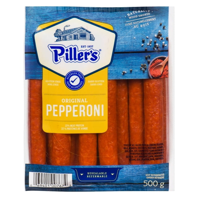 Piller's Original Gluten Free Pepperoni Meat Snacks, High Protein, 500 g