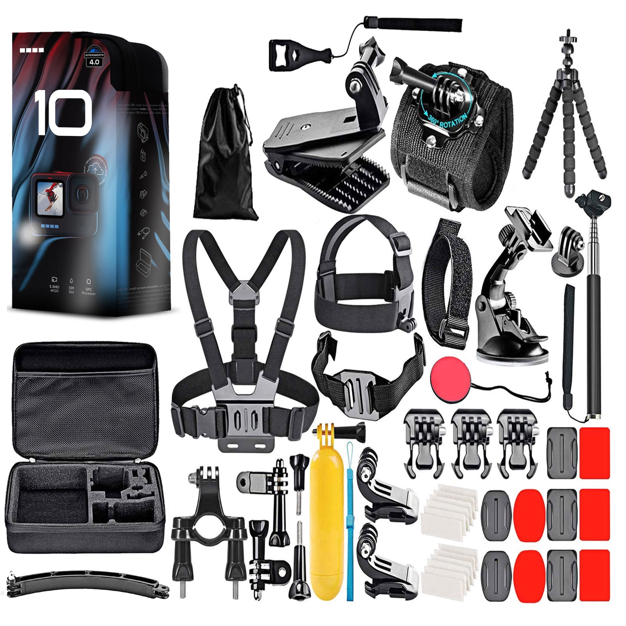 GoPro HERO10 (HERO 10)  Black - Waterproof Action Camera + 50 Piece DigiNerds Accessory Kit