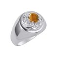 thumbnail image 3 of RYLOS Men's Rings Sterling Silver Designer Gypsy 7MM Round Gemstone & Diamond Ring Tiger Eye November Birthstone Size 13, 3 of 6