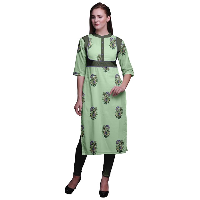Bimba Robe Tunique Droite en Viscose Imprimée Style Santoon pour Femmes Vêtements Indiens