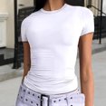 thumbnail image 2 of Yuyuzo Hauts de Sortie pour Femmes T-Shirts à Manches Courtes Col Ras du Cou Extensibles Ajustés T-Shirts Basiques Haut, 2 of 7