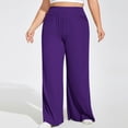 thumbnail image 3 of Timegard Plus Size Pants for Women High Waist Ruched Loose Comfy Lounge Pants Wide Leg Workout Trousers, 3 of 6