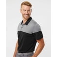 thumbnail image 2 of Adidas Mens Heathered 3-Stripes Colorblock Polo, M, Collegiate NavyMid Grey, 2 of 4