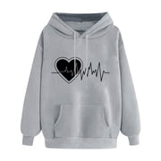 ZMFXJPE Pullover Sweaters for Women Solid Hoodie Pullover Fleece Women Women's Sweat Shirts Womens Winter Clothes(Gray,XL)