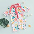 thumbnail image 2 of Fortune Toddler Girls Rash Guard Swimsuit Short Sleeve Floral Print Ruffle Bathing Suit, 2 of 7