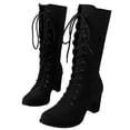 thumbnail image 2 of LSLJS Chaussures Rétro pour Femmes Décontractées à Talons Bas Épais Grande Taille Mi-Mollet à Lacets, 2 of 8
