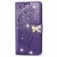thumbnail image 3 of Wallet Case for iPhone 11Pro 5.8', PU Leather Flip Protective Phone Case Wrist Strap Card Slots Holder Pocket Emboss Butterfly Flower Stand Case for iPhone Dark Purple, 3 of 9