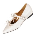 thumbnail image 1 of Black Pointed Toe Heels for Women Rhinestone Bowknot Buckle Strap Wedge Heels Comfortable Womens Black Casual Shoes, 1 of 9