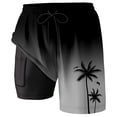 thumbnail image 2 of YUEVE Beach Shorts for Men 2 in 1 Compression Liner 7 Inch Inseam, Mens Swim Trunks Gradient Hawaiian Print Quick Dry Bathing Suit with Pockets Black M, 2 of 4