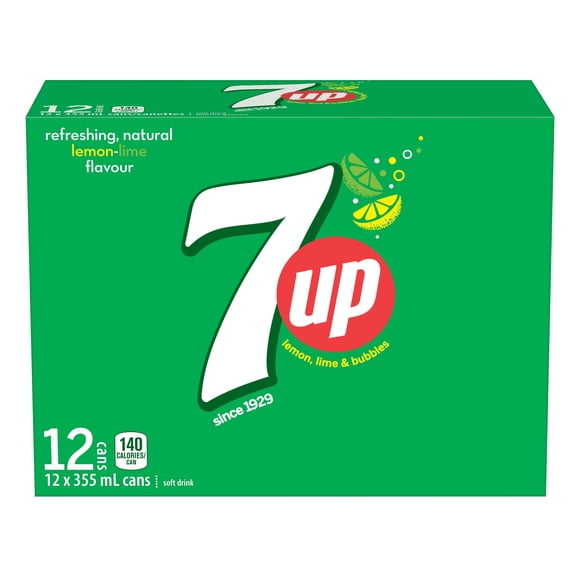 7UP Boisson Gazeuse Citron Lime 12 x 355 mL, Canettes