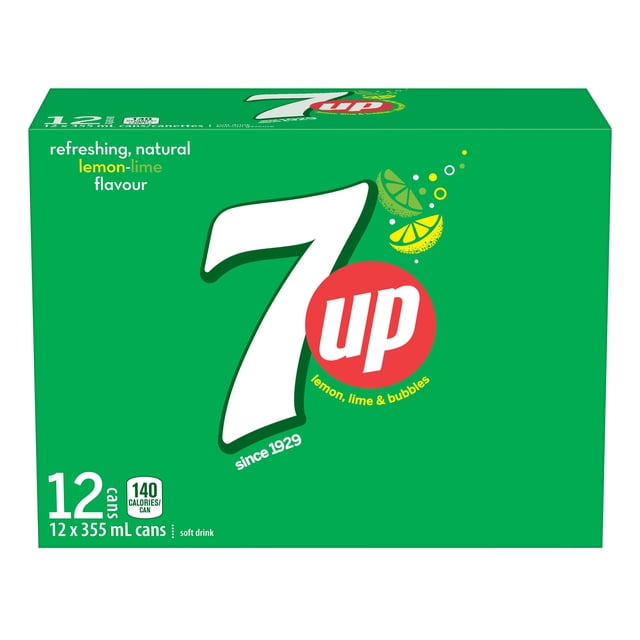 7UP Boisson Gazeuse Citron Lime 12 x 355 mL, Canettes