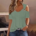 thumbnail image 3 of QIPOPIQ Women's Cold Shoulder Tops Short Sleeve V Neck T Shirts Basic Summer Tees Clearance, 3 of 7