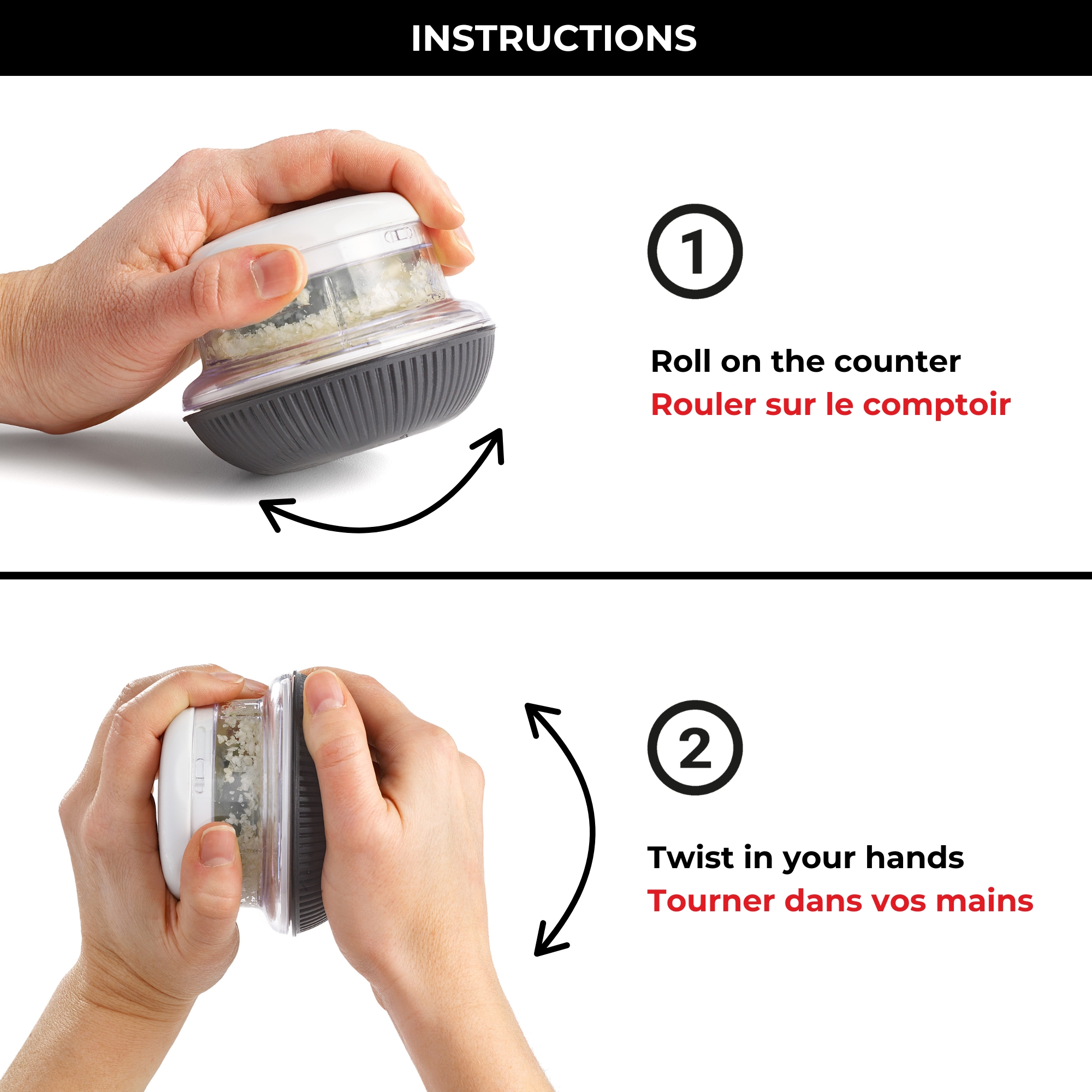 Starfrit Mini Rolling Chopper, Dual Stainless Steel Blades, Non-Slip Base, Ergonomic Design, Dishwasher Safe, Ideal for Garlic, Herbs, Nuts