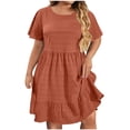 thumbnail image 2 of Weiqiqre Robes d'Été pour Femmes Décontractées Amples Mignonnes à Volants Manches Courtes Fluides Mini-Robe Robe d'Été, 2 of 8