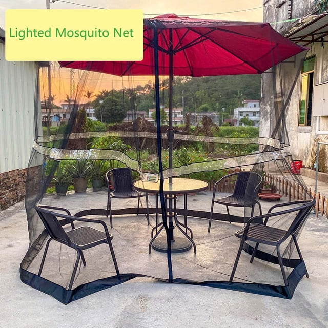 Meitianfacai Black Patio Umbrella Mosquito Netting With Double Zipper Door Polyester Mesh Net Screen Universal For Almost Outdoor Market Table Umbrellas Cantilever Offse, black
