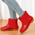 thumbnail image 2 of Dakaela Bottes de Pluie pour Femmes Imperméables à Enfiler Chaussures de Jardin Semelle en Caoutchouc Bottines de Pluie à la Cheville Rouges 6.5, 2 of 7