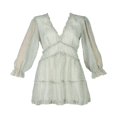 thumbnail image 4 of Women Printed Pattern Dress  Long Sleeve Deep V-neck Multiple Layer One-piece  S/ M/ L/ XL, 4 of 6