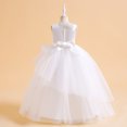 thumbnail image 4 of PMVFHDE Robe de Fête pour Filles Robe pour Enfants Robe Fille Robe Sans Manches de Performance Longue Robe à Pommeau Fête, Blanc, 12-14 Ans, 4 of 4