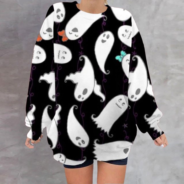Chandail à Capuchon Mode pour Femmes 2023 Mode Décontractée Manches Longues Chandails en Molleton Sans Capuche 50 % de Réduction Liquidation Costumes Halloween/noël