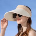 thumbnail image 4 of WEIYLL Ladies' Summer Sun Hat With Solid Color Large Brim & Foldable Ice Silk Visor Cap In Design Khaki for -, 4 of 6